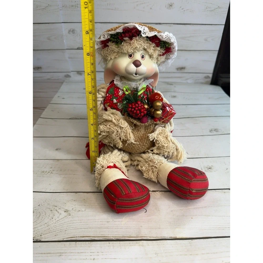 House of Lloyd Flossie Rabbit Figurine‎ 1993 Porcelain Face w/ Box Christmas Vtg